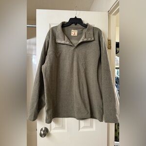 RedHead Sweater Mens X-Large Taupe Brown Heathered Henley Neckline Pullover XL